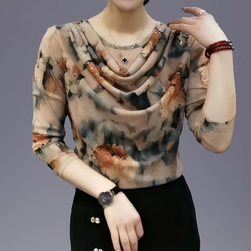 Camiseta Feminina de Manga Longa Estampada, Pulôver de Gola Redonda para Primavera e Outono, Tamanhos L-4XL EGGN