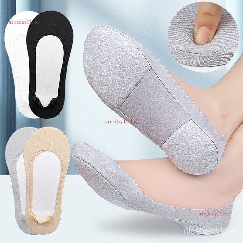 1/3 par de meias invisíveis de seda gelada, com almofadas de silicone, adequadas para saltos altos, antiderrapantes, mod