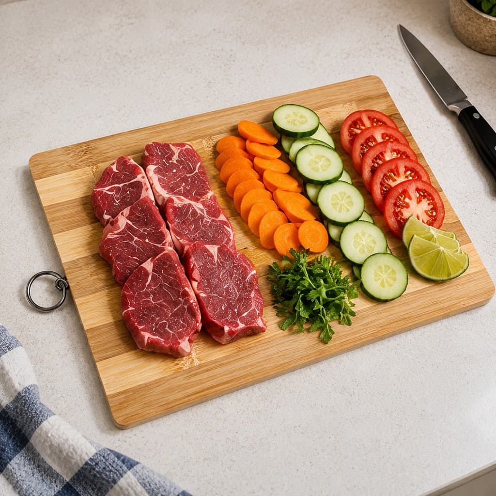 Tábua de Corte Bambu com Argola 20x30 Para Carne Churrasco Cozinha