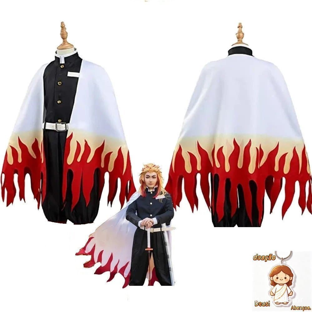 Conjunto de Cosplay de Anime Geek do Rengoku Kyoujurou.