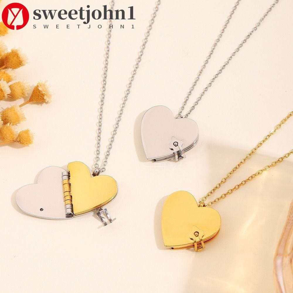 SWEETJOHN1 Corrente De Suéter Feminina , Colar Com Pingente De Livro De Aço De Titânio Que Pode Ser Aberto , Gargantilha