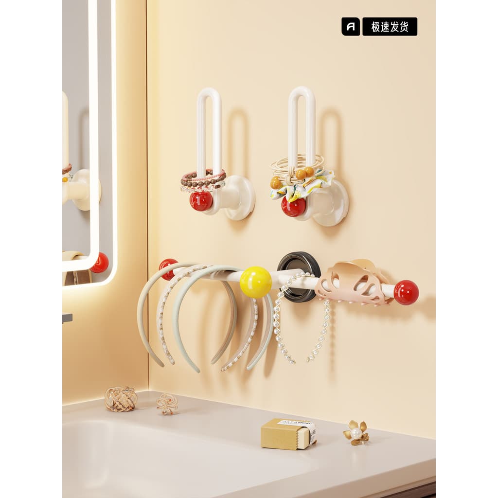 Acessórios para o cabelo Rack de armazenamento fixado na parede haste bandana anel de cabelo faixa de borracha cabeça co