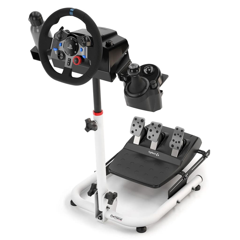 Suporte Sim Racing SPRO V3 Branco Extreme Simracing para Volante Pedais e Câmbio Regulagem de Altura Cockpit Gamer