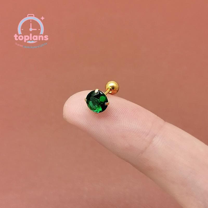 Brincos Tragus Verde TOPLA – Joias Redondas De Cartilagem CZ E Piercing De Hélice