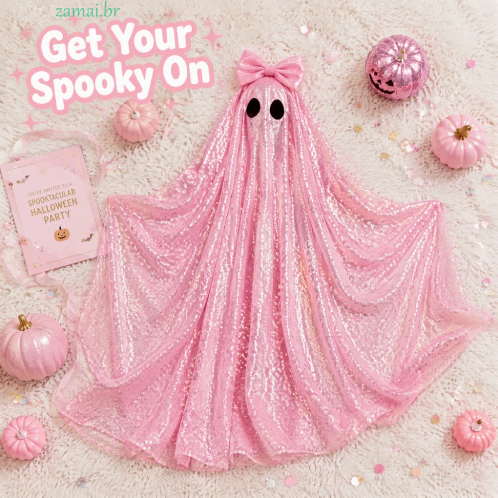 ZAMAI Capa Para Fantasia De Halloween , Fantasma Com Laço Brilhante E , Adereços Casuais Engraçados Cosplay De Festa Hal