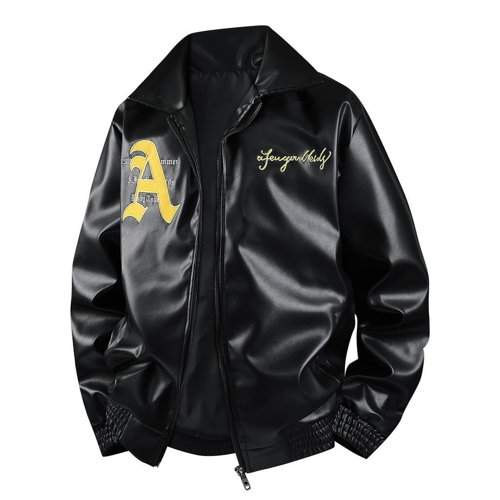 Jaqueta de couro retrô americana para motociclistas, uniforme de beisebol, primavera/outono, estilo piloto, jaqueta de P