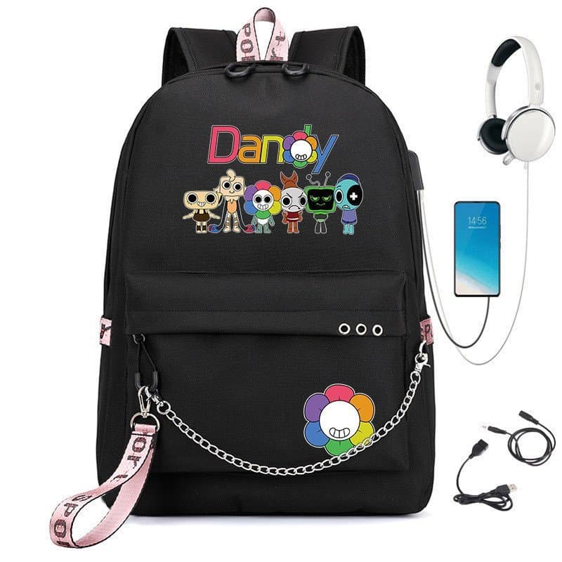 Nova mochila Dandy'sWorld, modelo Dandy'sWorld Student Casual, de grande capacidade, com porta USB, ideal para a escola.