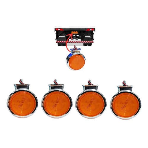 4 Lanternas Led Cromadas Foguinho Bojuda Amarela P/ Caminhão
