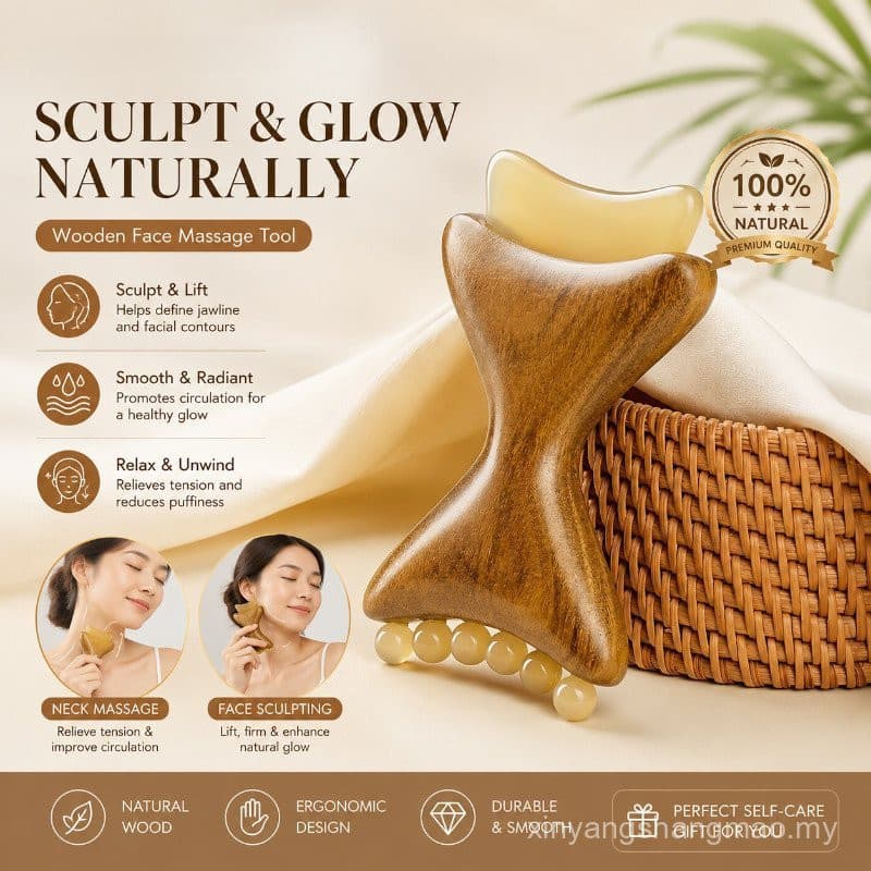 Massageador Facial Borboleta Gua Sha Ferramenta Chifre De Sândalo Face Lift Jawline Contorno Drenagem Linfática Beleza D