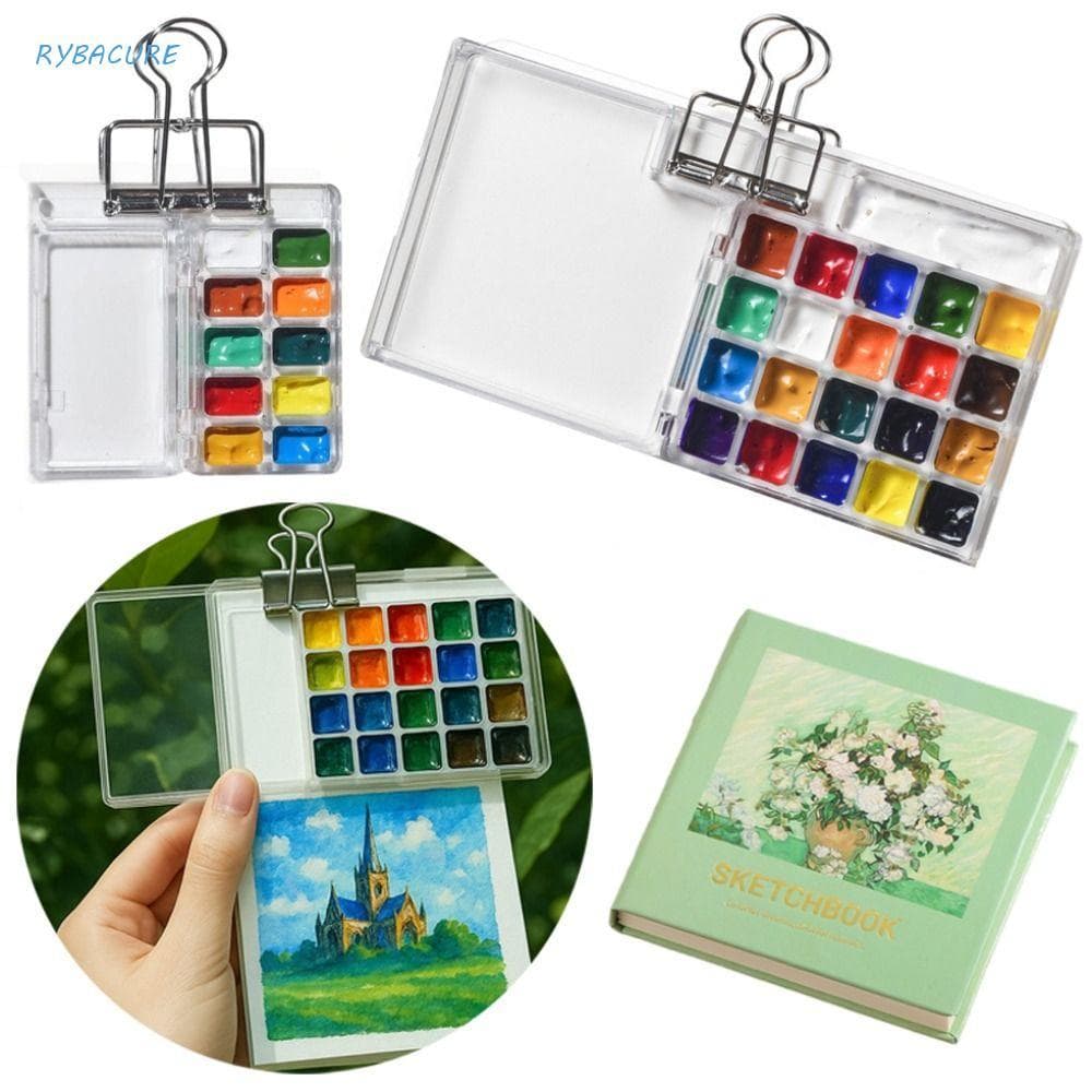 Caixa De Pigmento De Pintura , Paleta Aquarela Dobrável De 10/21 Grades , Com Bandeja De Viagem À Prova D'água Clipe