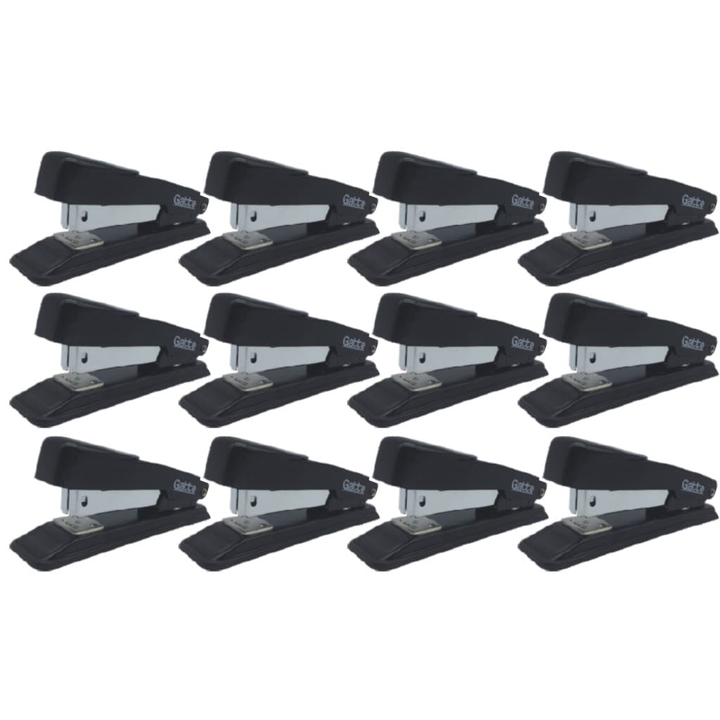 Kit Com 12 Grampeadores Metal Preto 11,7cm 20 Folhas