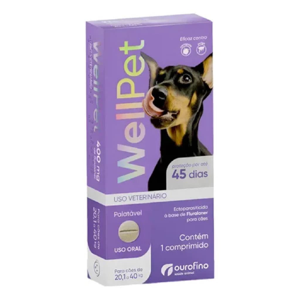 Wellpet Anti-Parasitário Pra Cães de 20,1 a 40Kg 1 Comprimido