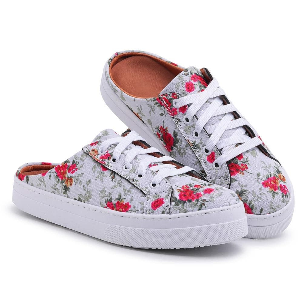 Tênis Mule Feminino Estiloso Verão Casual Confortável Floral