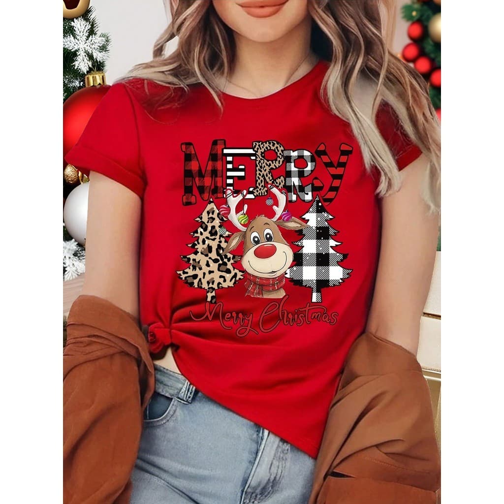 Camiseta Unissex Estampada Merry Cristimas Natal