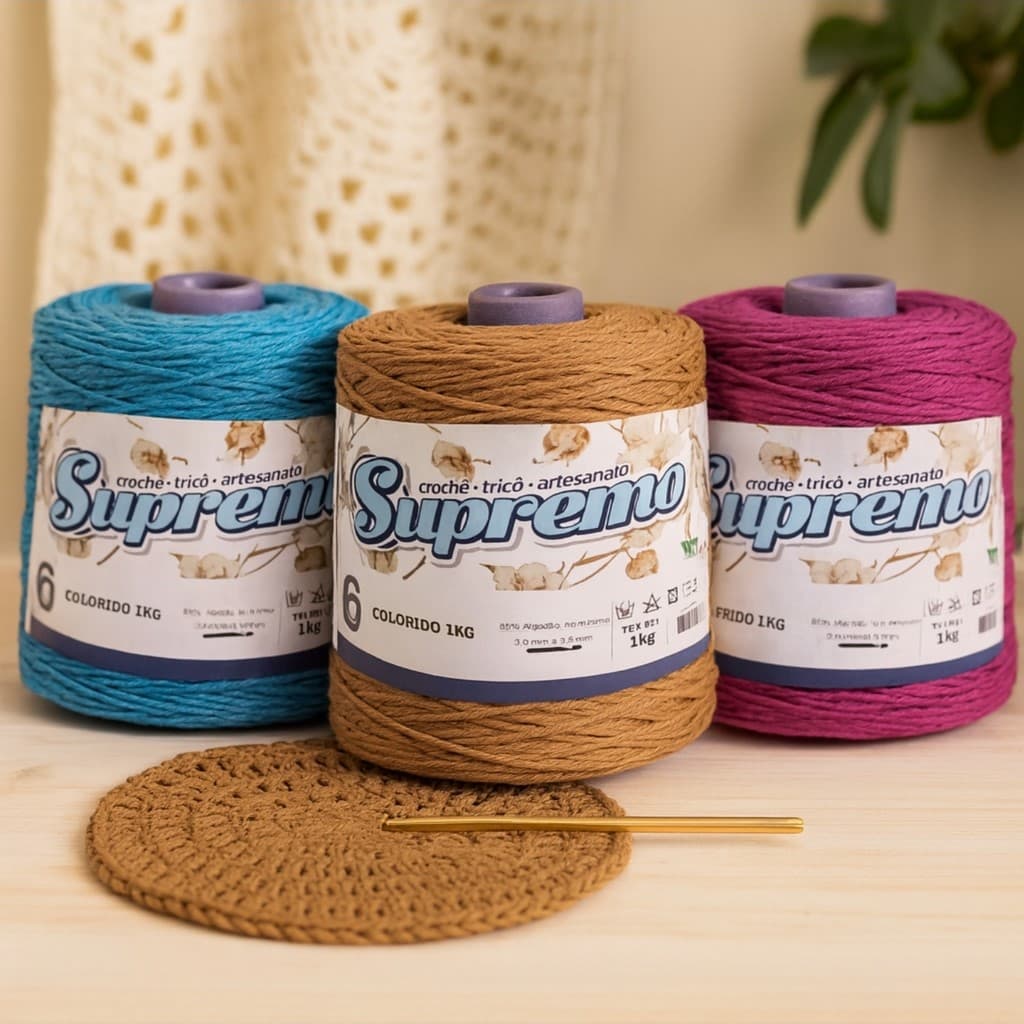 Barbante Supremo Fio 6 Colorido 1kg – Crochê, Tricô e Artesanato