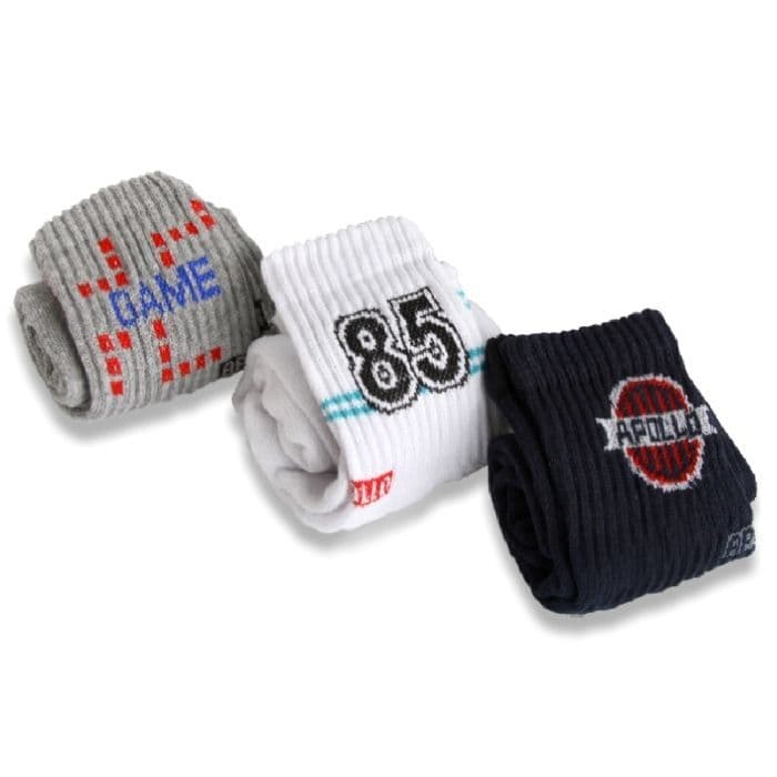 Kit c/ 3 Meia Cano Medio Esportiva Masculina Apollo