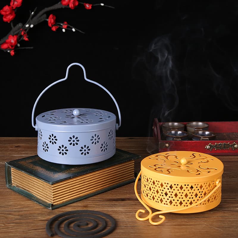 Ferro forjado fechado mosquito queimador de incenso Moxibustion queimador de incenso doméstico interior mosquito bandeja