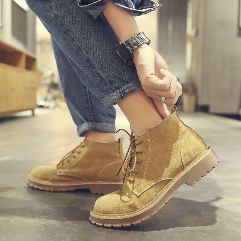 Martin botas masculinas verão respirável orgasmo-top na moda outono forro de lã versão coreana macacão masculino Mid-top