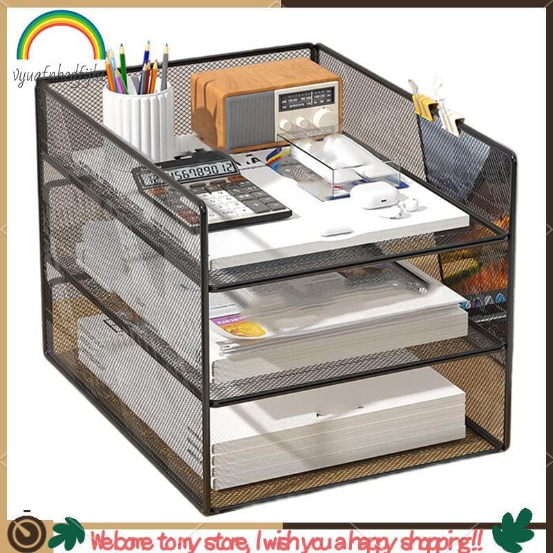 Rack De Arquivo Organizador De Mesa De Metal Preto