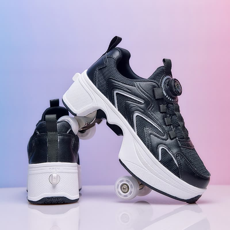 Runaway sapatos de um clique invisível quatro rodas retrátil adolescentes crianças meninos meninas sapatos de Skate lumi