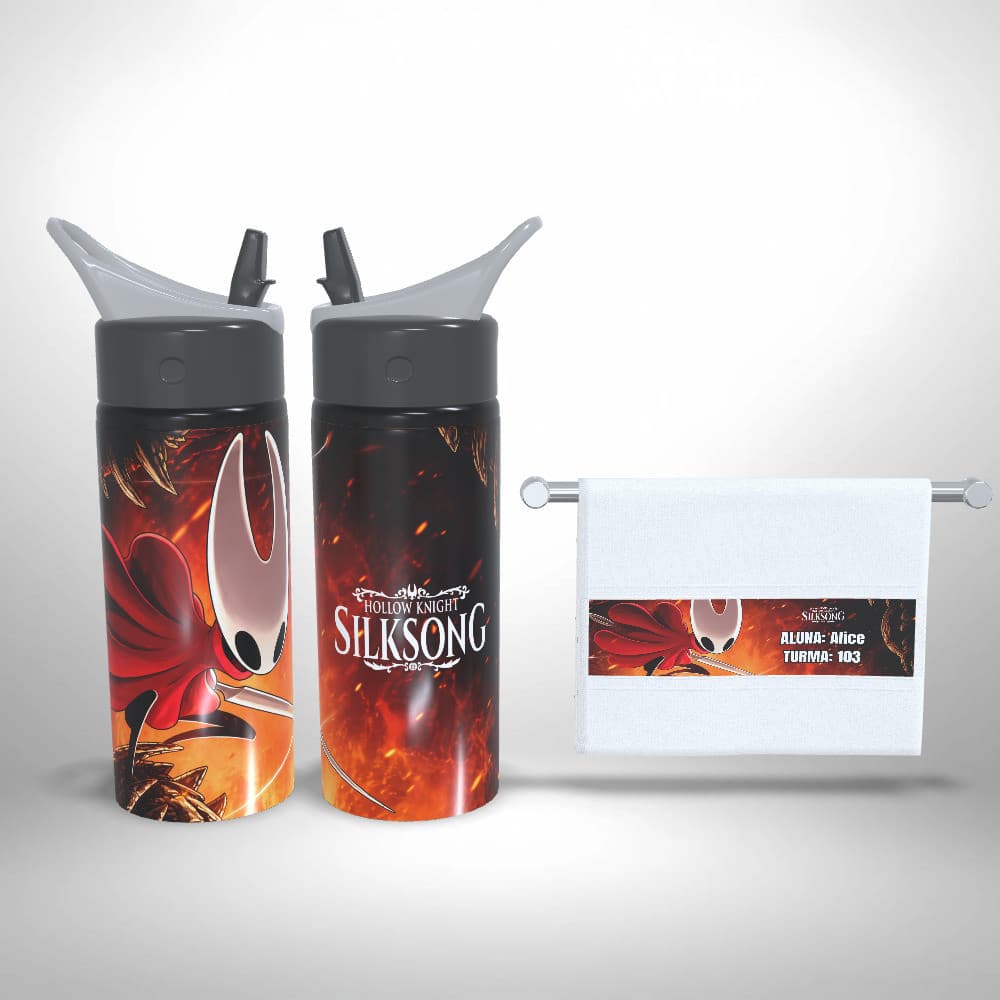 Kit Escolar Squeeze e Toalhinha - Hollow Knight Silksong