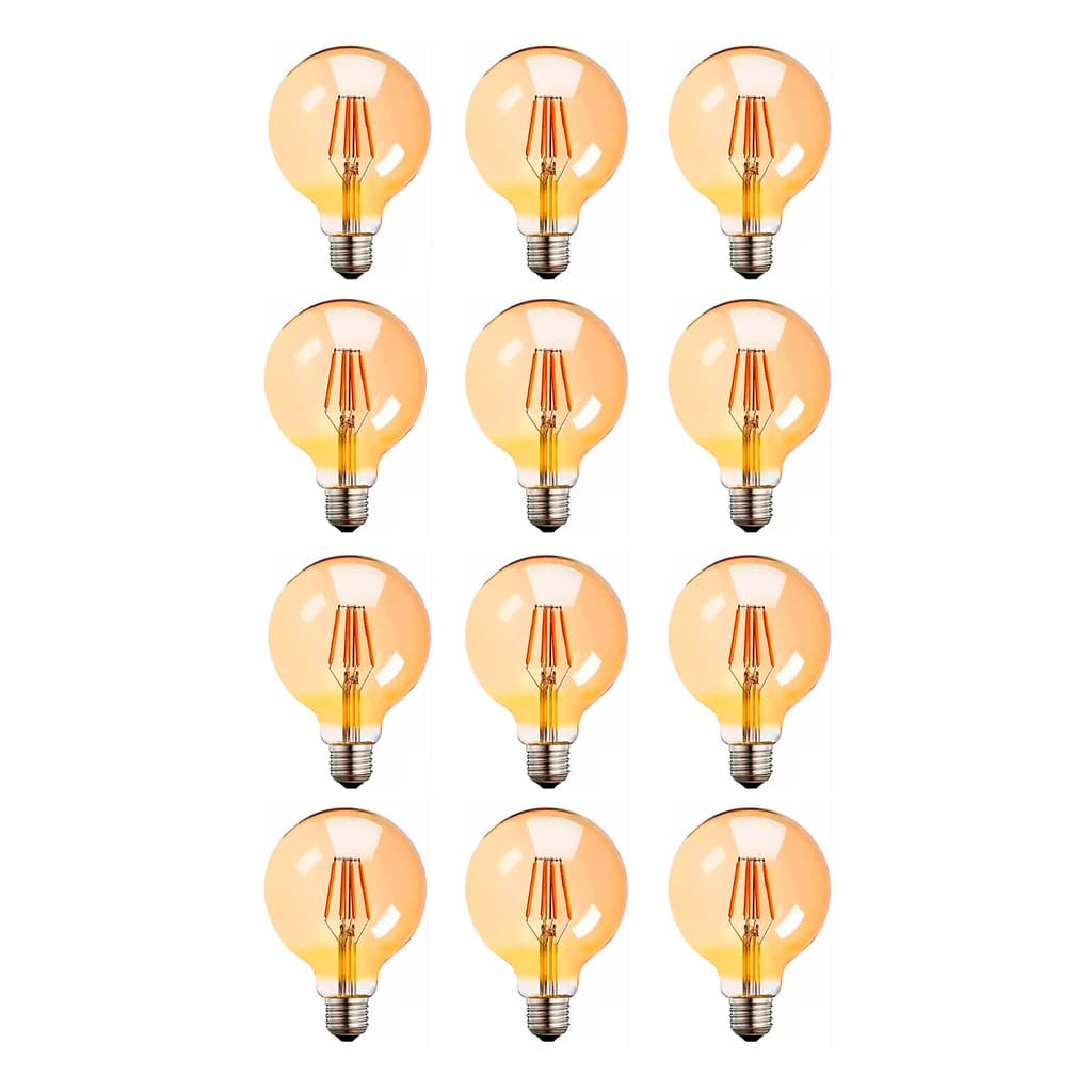 Kit 12 Lâmpada Filamento LED Globo G80 4W AMBAR 2200K BIVOLT