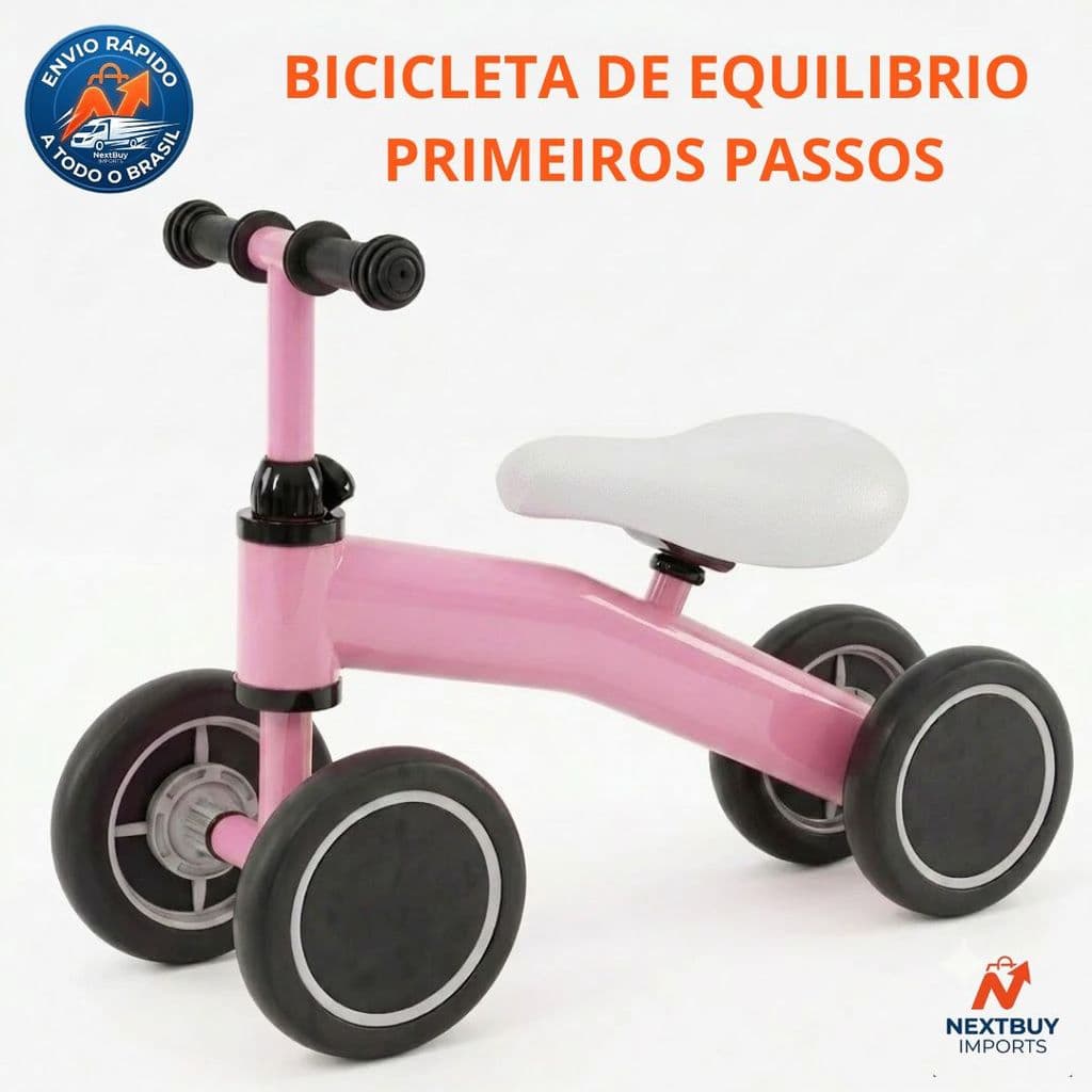 Bicicleta De Equilíbrio Infantil Sem Pedal 4 Rodas Aprender A Andar