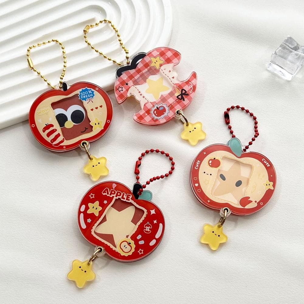 1PC Photo Frame Keychain, Clear Acrylic Picture Keychain with 1-Inch Insert in Apple Shape for Supplies