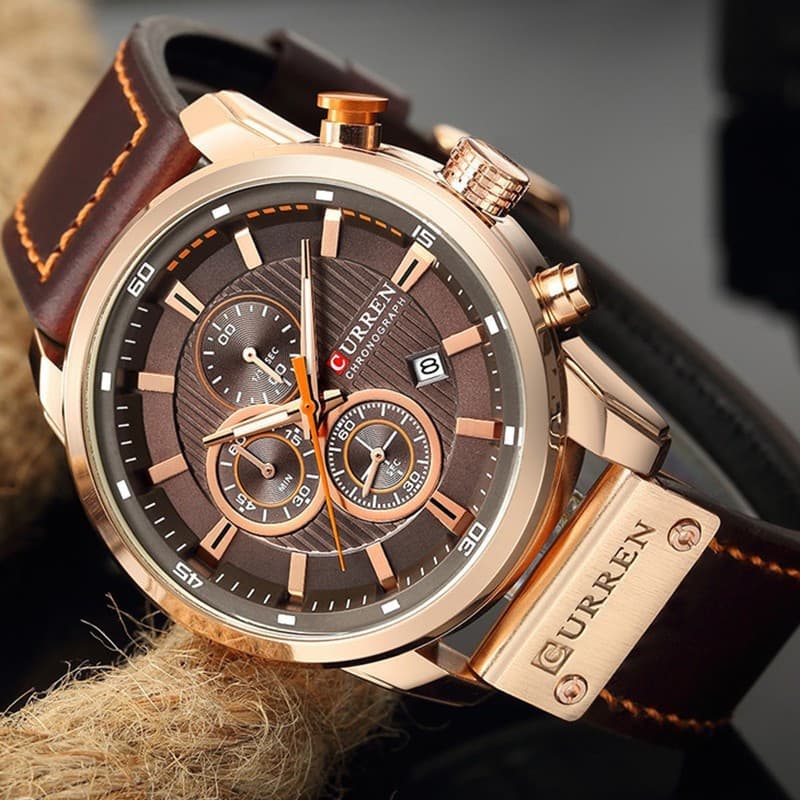 Relógio esportivo analógico masculino Curren, pulseira de couro, à prova d'água 8291xc NGET