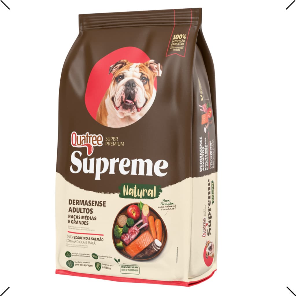 RAÇÃO QUATREE SUPREME DERMATO RMG ADULTO RAÇA MEDIA E GRANDE 15KG