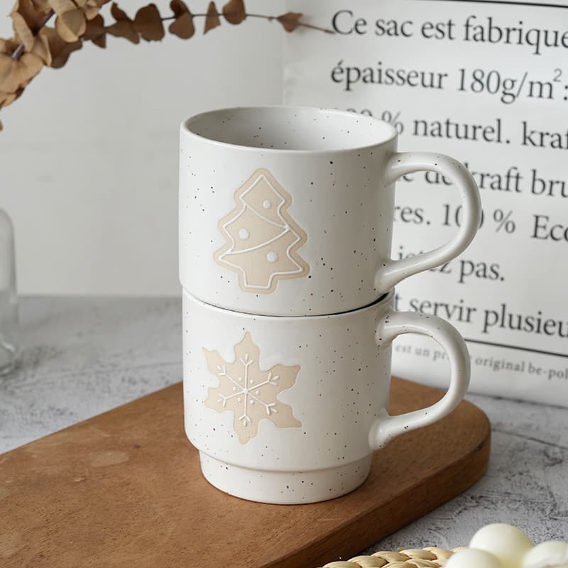 2025 〖 Copo de empilhamento de Natal 〗 Caneca Xícara de café Copo de água Copo de cerâmica doméstico Conjunto de copo em