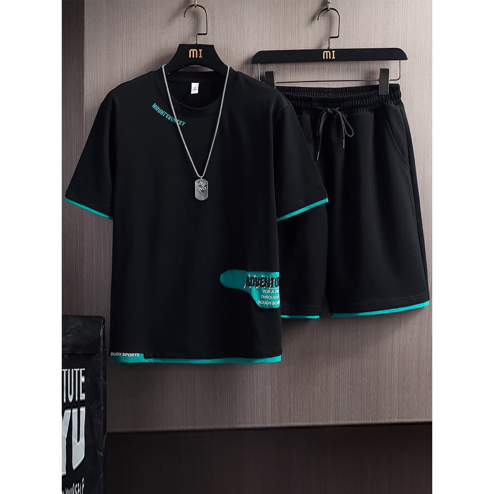Camiseta de manga curta masculina Casual terno esportivo 2024 verão novo estilo Street Wear roupas da moda soltas All-Ma