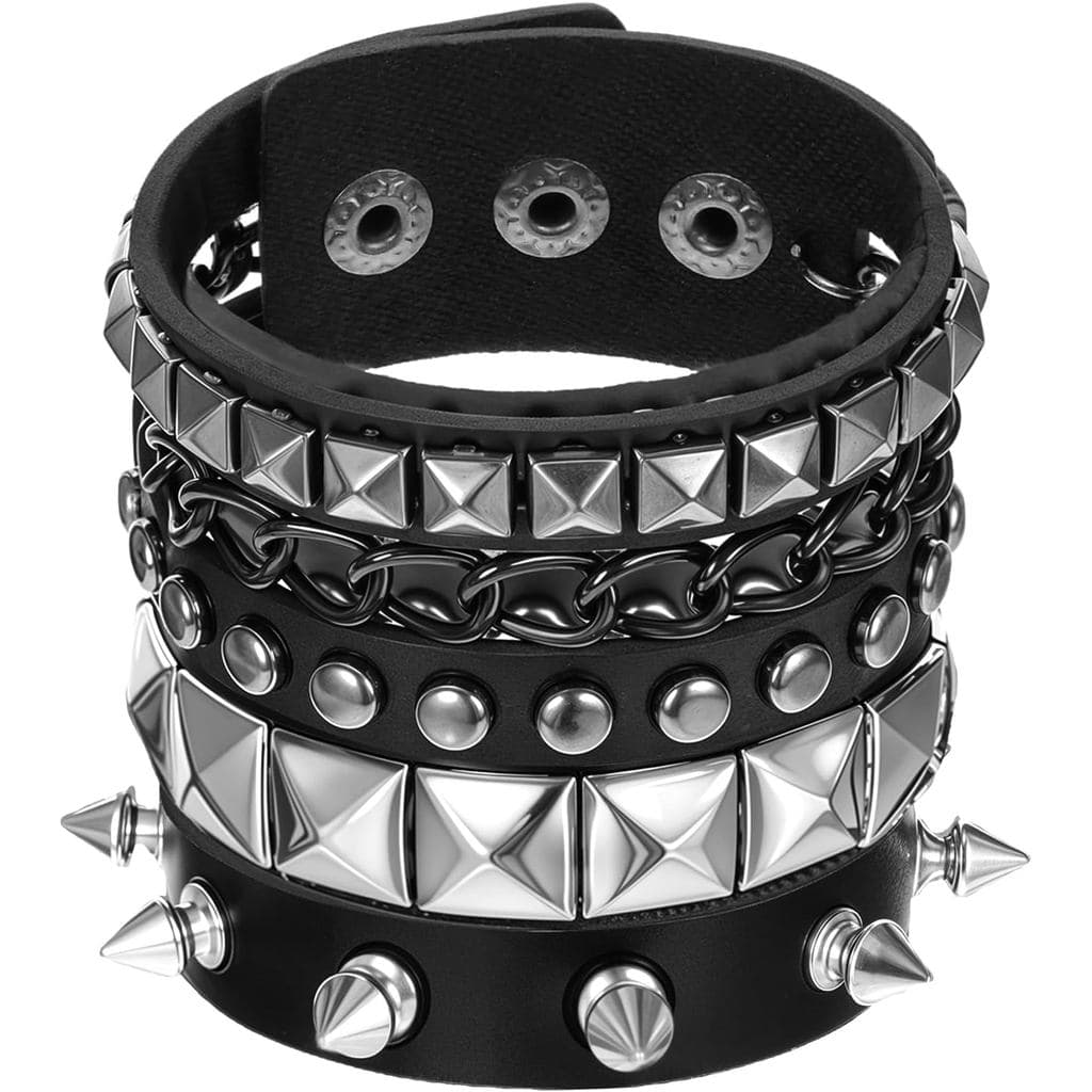 3 Pçs Punk Rock Cravejado Pulseiras Conjunto , Cravado Pulseira Manguito 80s Emo Goth Jóias Acessórios Ajustável