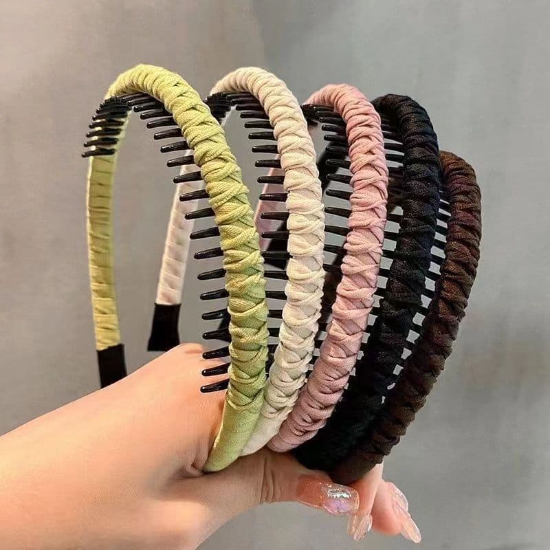Macaron cor estudante bandana lavagem rosto Anti-deslizamento dentado bandana testa franja cabelo quebrado pressão anel