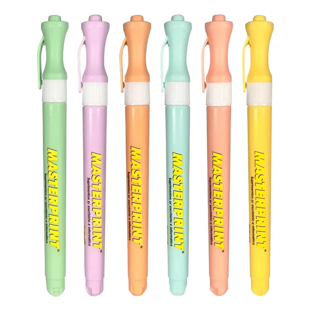 Caneta Grifa Texto Slim Pastel 6 Cores Masterprint