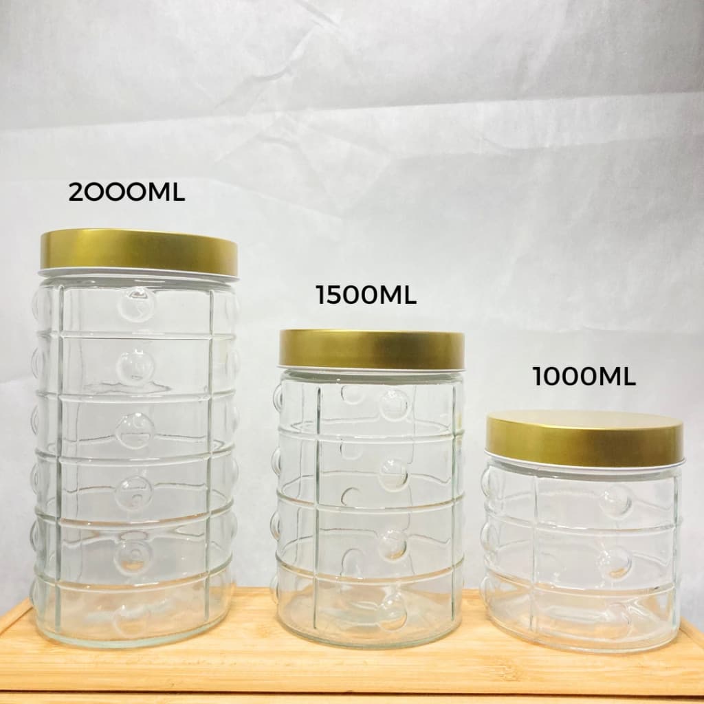 Pote de Vidro Premium Hermético com Tampa Dourada Metalizada Porta Mantimentos Kit ou Avulso