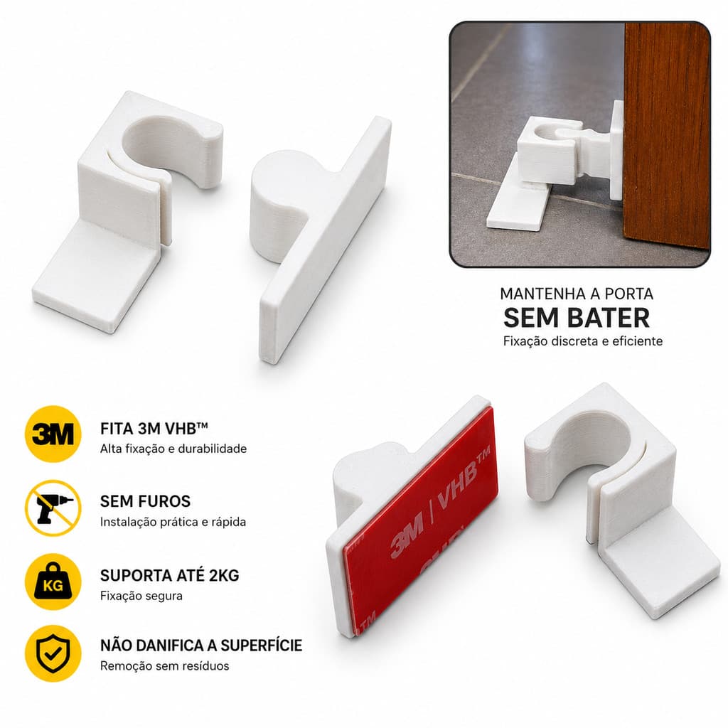 Trava de Porta Super Forte com Dupla Face – Fixação Forte