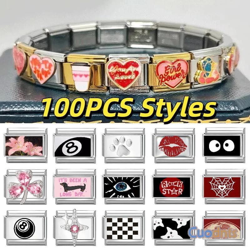 Moda Feminina De Aço Inoxidável Borboleta Amor Estrela Flor Corrente Italiana Encantos Link Caber 9mm Pulseira Jóias DIY