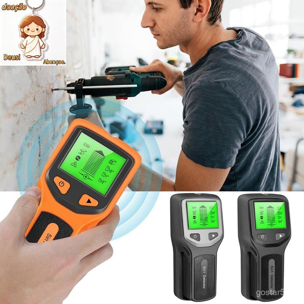 5 Em 1 Localizador De Pinos Scanner De Parede Elétrico Metal Tensão AC Detector De Fio Vivo Com Display LCD