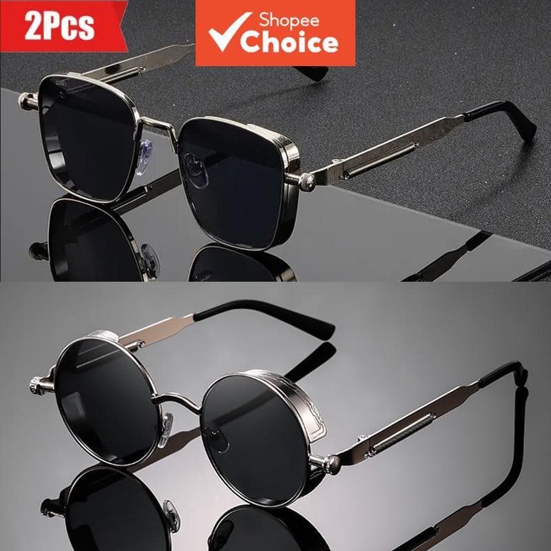 2 Peças De Óculos De Sol De Ciclismo De Metal Uv400 Retrô Unissex Esportivos