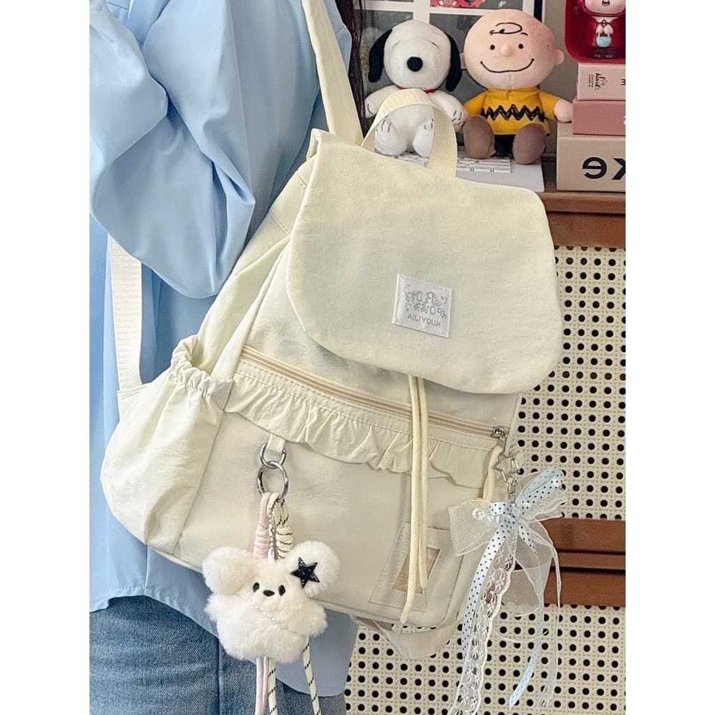 Nova menina estilo simples mochila menina All-Match leve aba mochila masculino júnior estudante do ensino médio Commuter