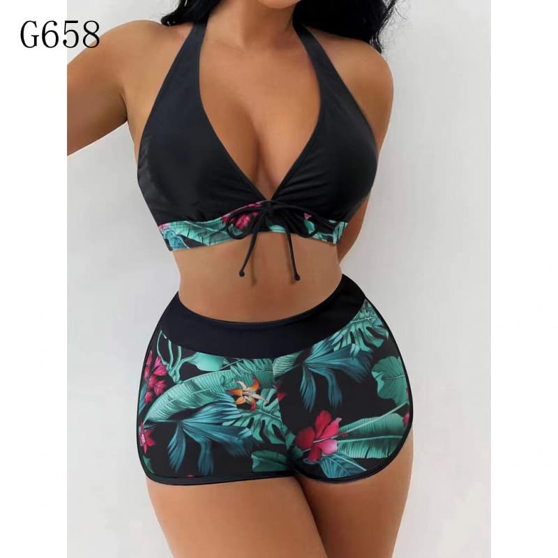 Biquíni Feminino de Verão TopSports com Design de Cintura Alta e Zero Transparência A6339