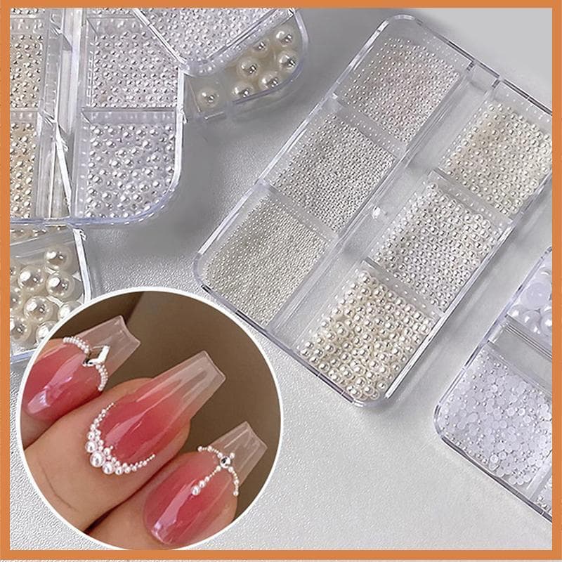 [BG] 6 Grades Mini Contas De Pérola Para Unhas 0.6-2mm Prata Inoxidável Joias De Metal Pequenas Bolas Faça Você Mesmo Ac