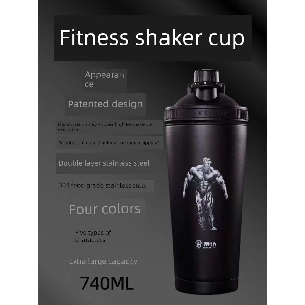 Bomba de ferro shaker copo dupla camada de aço inoxidável shaker copo 304 proteína em pó shaker copo Fitness grande capa