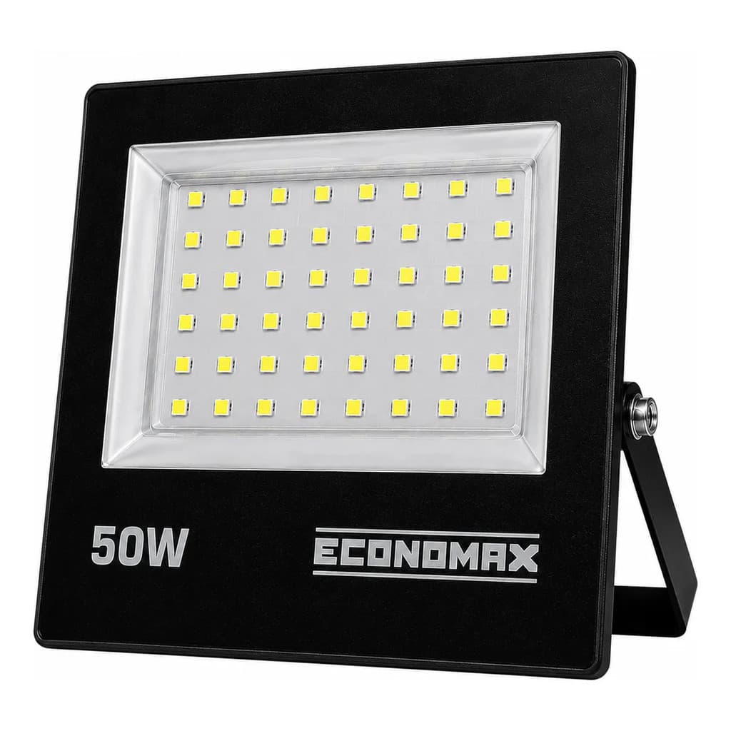 Refletor Economax 50w Noturno Branco Frio 6500k Prova Dagua