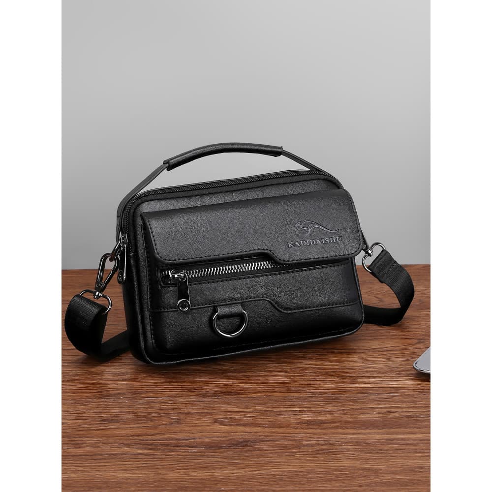 2025 novo estilo bolsa masculina maleta de negócios estilo Horizontal bolsa de ombro portátil Cross-body Wear cinto saco