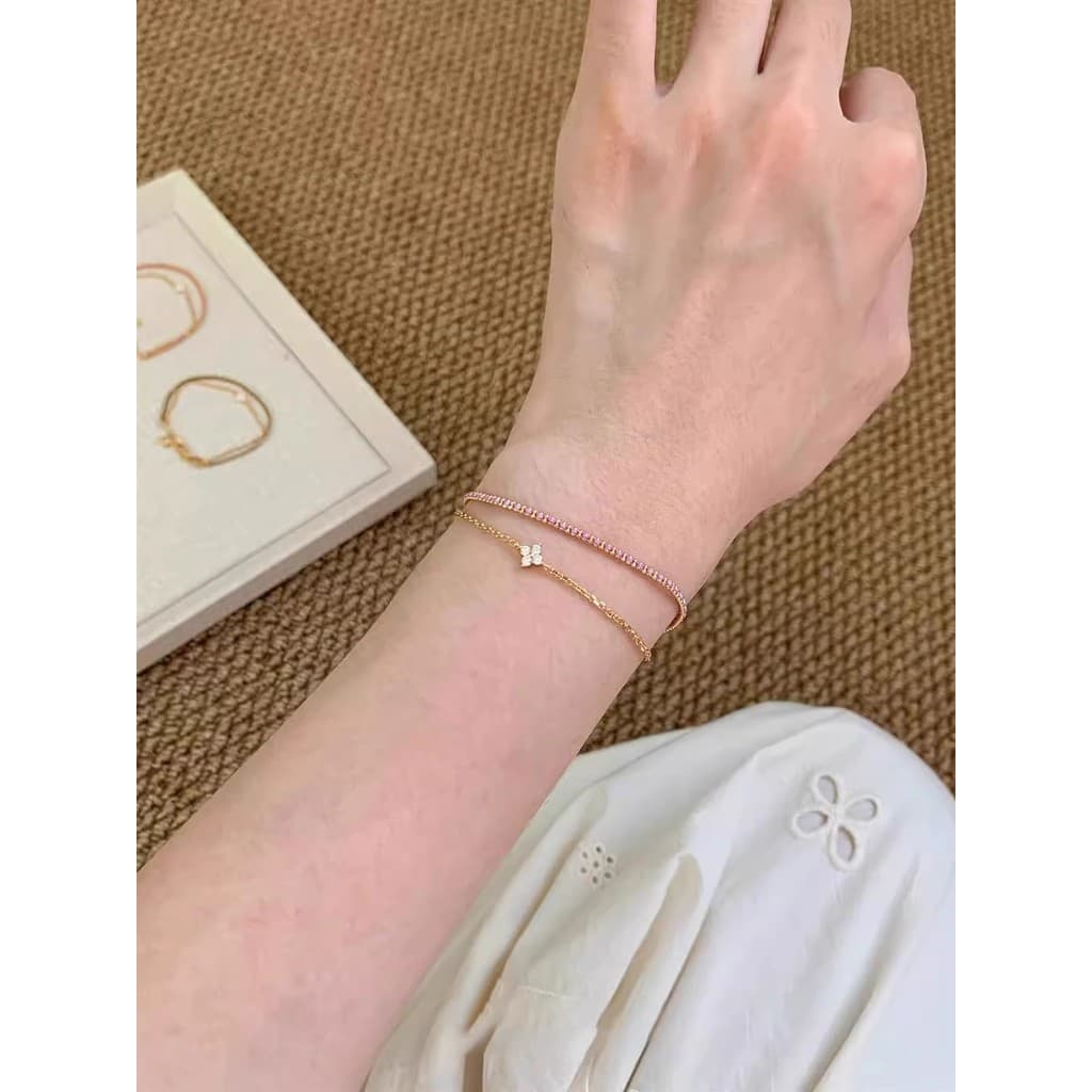 pulseira pulseira feminina de camada dupla meninas 2025 novo estilo empilhamento simples All-Match pulseira mod