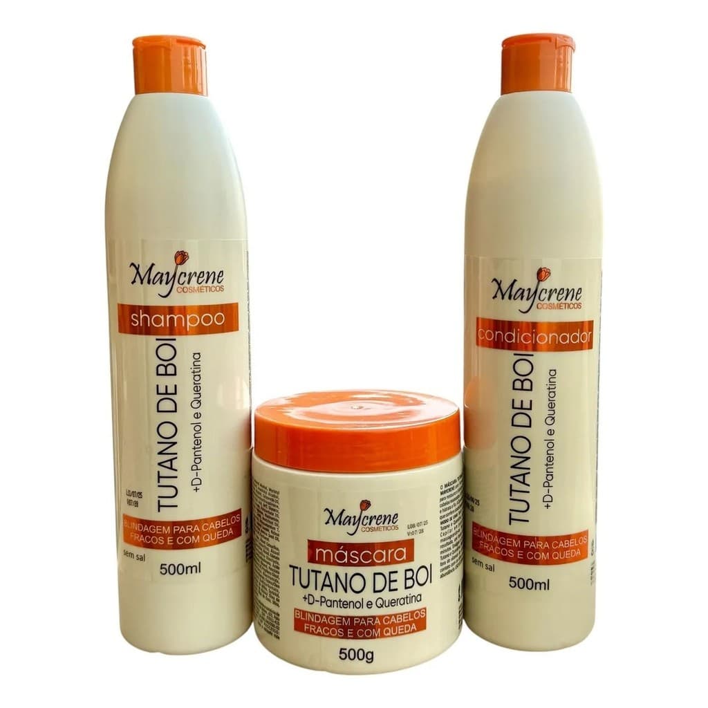 Kit Tratamento Tutano de Boi + D-Pantenol e Queratina Maycrene (Blindagem para Cabelos Fracos)