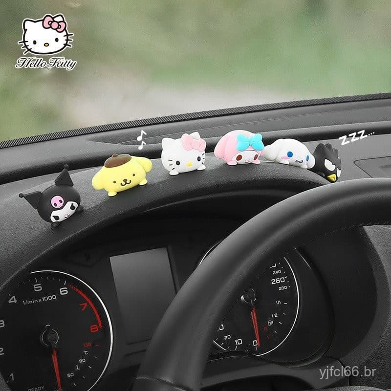 6 Pçs/Set Sanrio Decoração De Carro Bonito Kuromi Cinnamoroll Melodia Pompompurin Pochacco Kawaii Ornamento De Painel JL