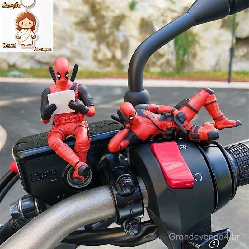 Deadpool Motocicleta Charme Estatuetas Interior Do Carro Brinquedo Modelo Mini Boneca Bonecas Crianças Brinquedos Presen
